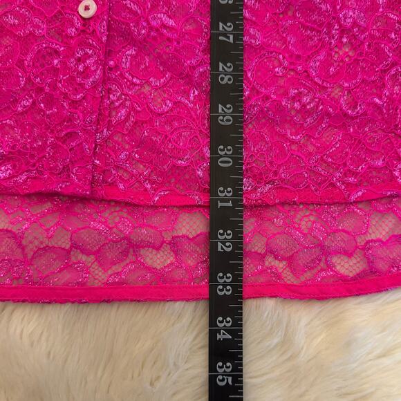 Anthropologie Pink Metallic Lace Button Down Shirt 1X NWT - Picture 11 of 15